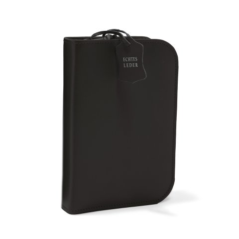 Estuche para lápices de cuero incl. lápices de color, regla, goma de borrar y sacapuntas, negro