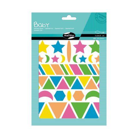 Pacchetto di adesivi per bambini 282 pezzi, geometrico, colore neon