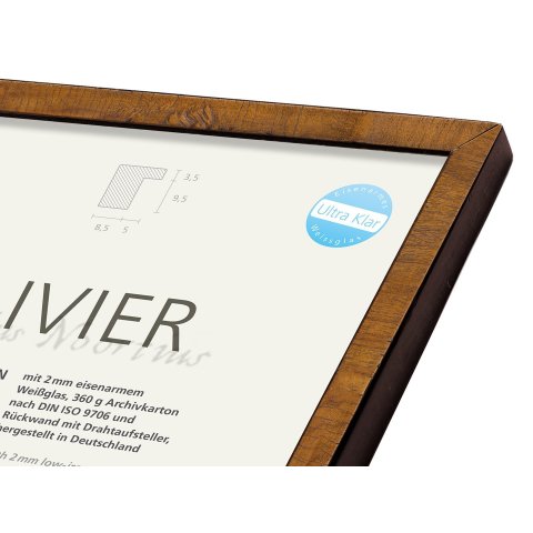 Olivier, cornice per foto in legno 20 x 20 cm, marrone chiaro / nero