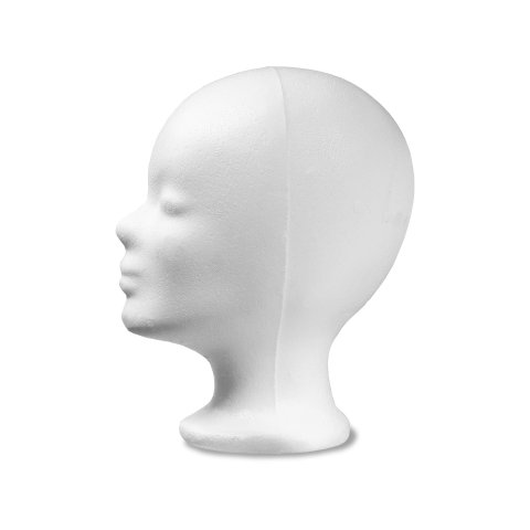 Cabeza de peluca de espuma de poliestireno anchura = 155, altura = 256 mm, blanco hembra