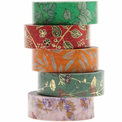 Adhesive tape set Paper Poetry, patterned b = 15 mm, l = 10 m, 5 pieces, Funny Fall