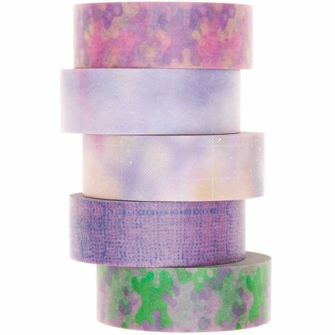 Adhesive tape set Paper Poetry, patterned b = 15 mm, l = 10 m, 5 pieces, Blurry