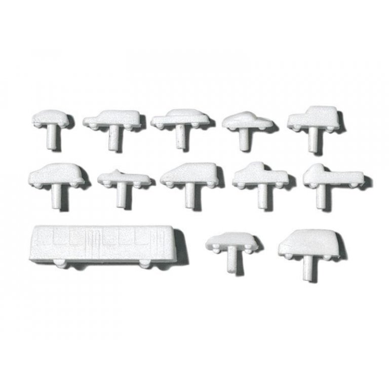 Cars polystyrene, white, 1:500, passenger car