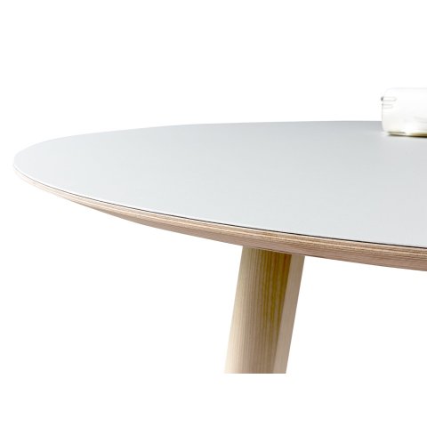 Modulor linoleum tabletop, bevelled edge, round Multiplex 4177, smoke grey, 25°, 26 x ø 1200mm