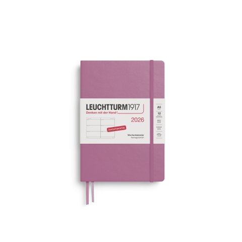 Leuchtturm Wochenkalender 12 Monate Wochenplaner 2026, A5, Medium, Hardcover, dusty rose (724)
