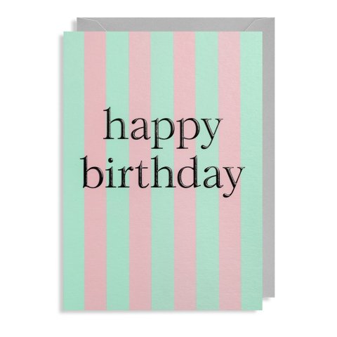 Lagom Biglietto d'auguri Design a righe 115 x 160 mm, busta inclusa, buon compleanno