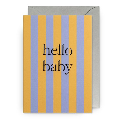 Lagom Design tarjeta de felicitación a rayas 115 x 160 mm, sobre incluido, hello baby
