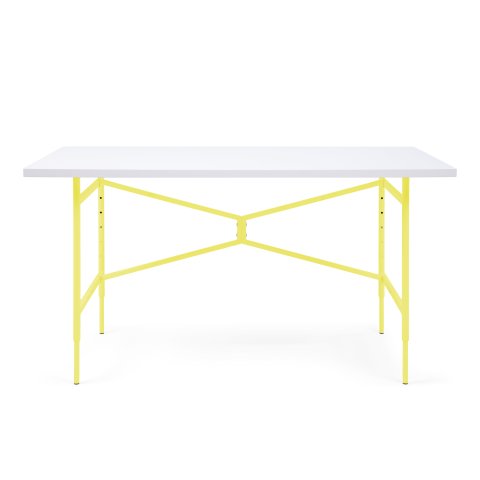 Modulor Table X for Children, sulfur yellow White melamine board, white edge, 25x680x1200 mm
