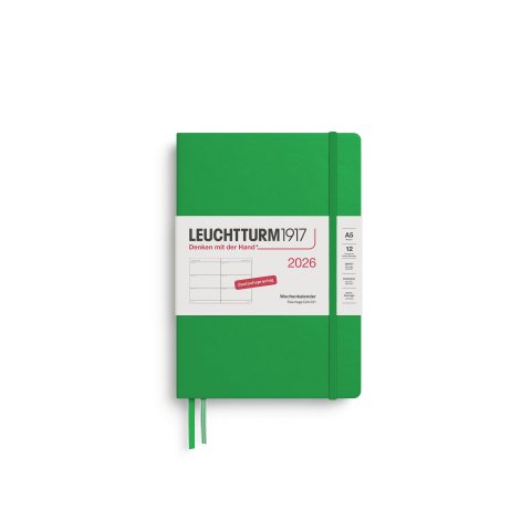 Leuchtturm calendario semanal 12 meses 2026, A5, Mediana, Tapa dura, Hoja de resorte (229)