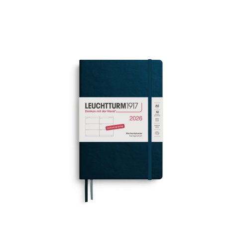 Leuchtturm Wochenkalender 12 Monate 2026, A5, Medium, Hardcover, deep sea (243)