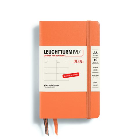 Leuchtturm Wochenkalender 12 Monate 2025, A6, Pocket, Hardcover, apricot (048)