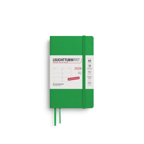 Leuchtturm Wochenkalender 12 Monate 2026, A6, Pocket, Softcover, spring leaf (601)