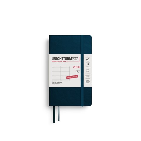 Leuchtturm Wochenkalender 12 Monate 2026, A6, Pocket, Softcover, deep sea (625)