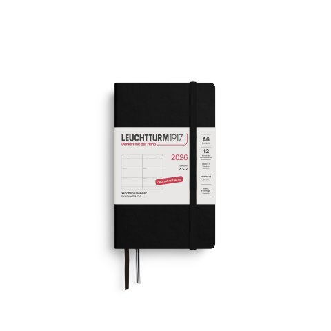 Leuchtturm Wochenkalender 12 Monate 2026, A6, Pocket, Softcover, schwarz (564)