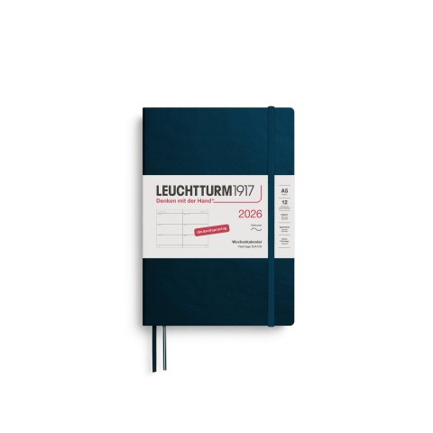 Leuchtturm calendario settimanale 12 mesi 2026, A5, Medio, Copertina morbida, mare aperto (540)