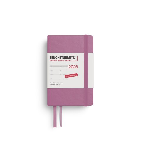 Leuchtturm Wochenkalender 12 Monate 2026, A7, Mini, Softcover, dusty rose (434)