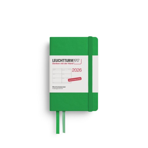 Leuchtturm Wochenkalender 12 Monate 2026, A7, Mini, Softcover, spring leaf (458)