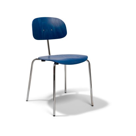 Steel-tube chair 118, stackable stained gentian blue, chrome