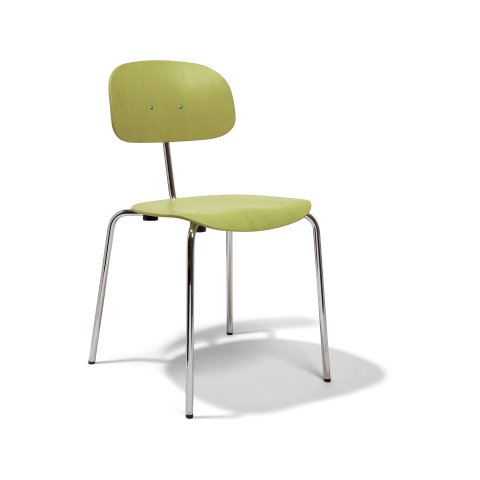 Steel-tube chair 118, stackable stained lime green, chrome