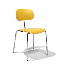 Steel-tube chair 118, stackable stained zinc yellow, chrome