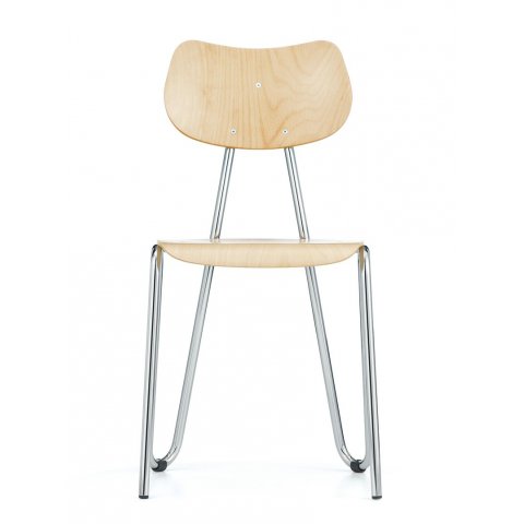 Steel-tube chair Arno 417, stackable 790/435 x 370 x 370, natural beech, clear varnish
