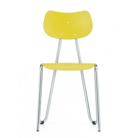 Steel-tube chair Arno 417, stackable 790/435 x 370 x 370, yellow varnished