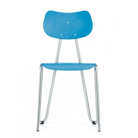 Steel-tube chair Arno 417, stackable 790/435 x 370 x 370, light blue varnished