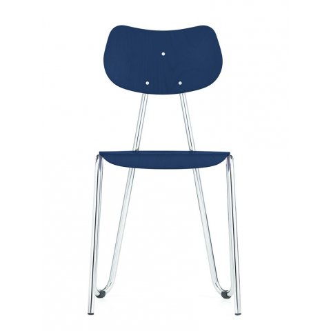 Steel-tube chair Arno 417, stackable 790/435 x 370 x 370, dark blue varnished