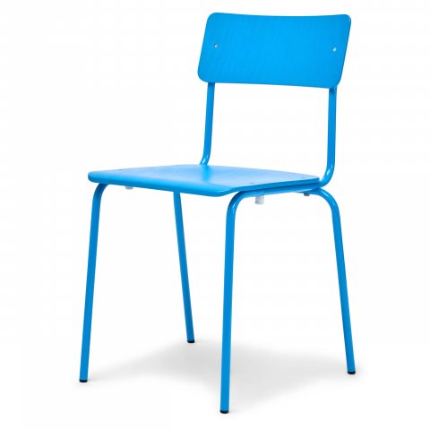 Steel-tube chair Comeback 041, stackable 780/450 x 400 x 400, light blue stained, lacquered