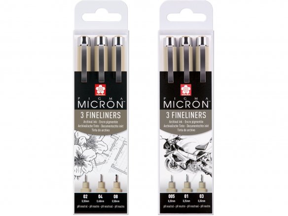 Sakura Fineliner Pigma Micron, set da 3