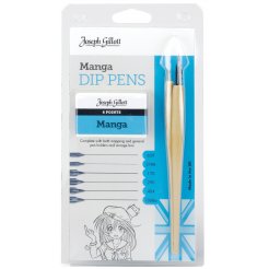Joseph Gillot Manga Zeichenfeder-Set, 6 Zeichenfedern, 2 Federhalter