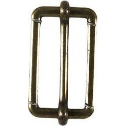 Ladder buckle with movable centre bar, metal 2 x 33 x 15 mm, for band w = 30 mm, brass-colored