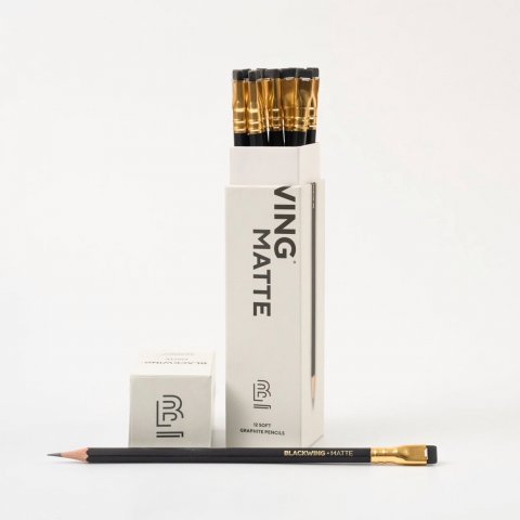 Blackwing Bleistift Matte, mit Radierer, 6B, schwarz