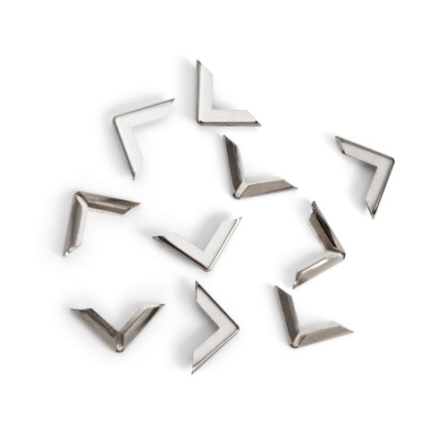 Book corner protectors, nickel-plated, angular shaped capacity 3,5 mm, 16 x 16 mm, 8 pieces