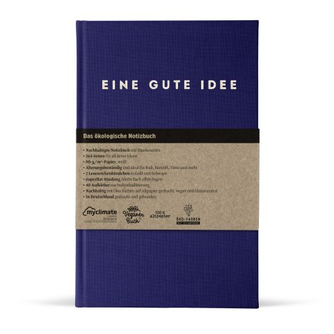 Eine gute Idee notebook approx. 14 x 22 cm, 264 p., 90 g/m², hardcover, indigo