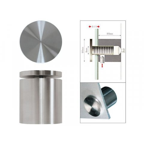 Kit Fisso steel per fissaggio a muro ø 15 mm, a=15 mm, s=2-11 mm, 4 pezzi (FS15151515IX)