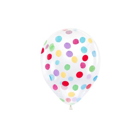 Luftballons mit Konfettifüllung ø ca. 23 cm, 4 Stück, transparent, bunt