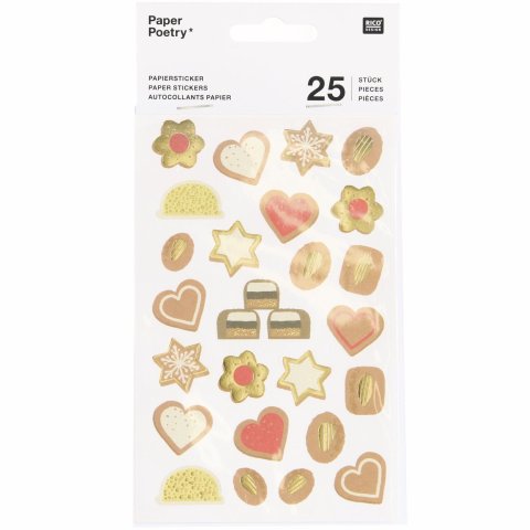 Christmas stickers 25 pieces, Hot Foil, FSC Mix, biscuits/cookies