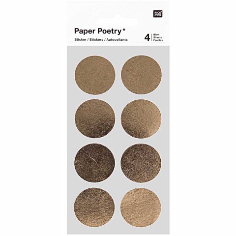 Pegatina Papel Poesía Puntos Ø 25 mm, dorado (55), 32 piezas
