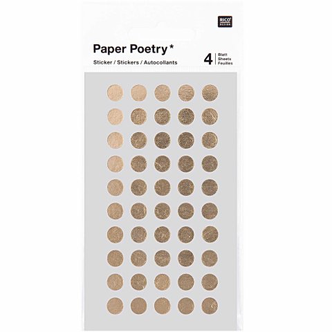 Pegatina Papel Poesía Puntos Ø 8 mm, dorado (51), 200 unidades