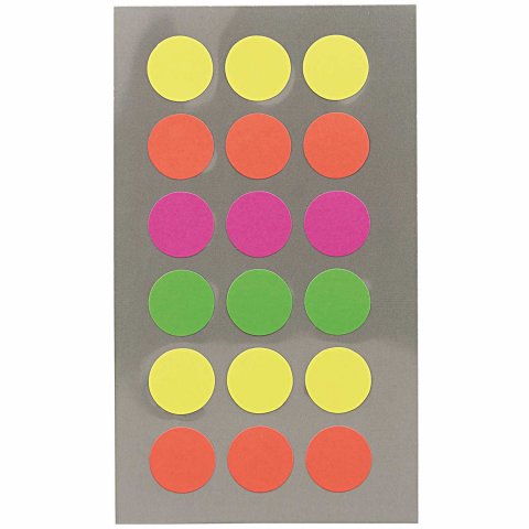 Sticker Paper Poetry Punkte Ø 15 mm, neon 4 Farben, 72 Stück