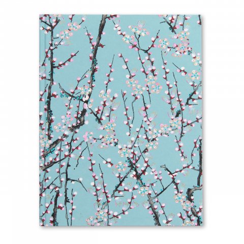 Taccuino Carta Pura Tokyo Memo 170 x 220, bianco, 60 fogli, ramoscelli su blu chiaro