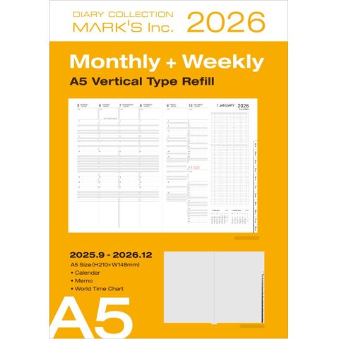 Calendario settimanale Mark's 16 mesi, ricarica 2025/2026, DIN A5
