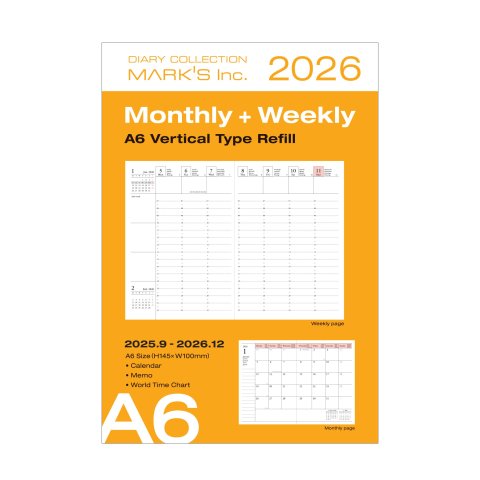 Mark's Wochenkalender 16 Monate Refill 2025/2026, DIN A6