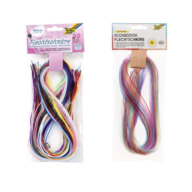 Scoubidou braided cords, plastic