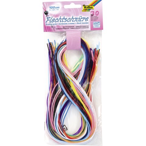 Scoubidou cordoni intrecciati, plastica 30 pezzi, 10 colori, l = 100 cm, Basic