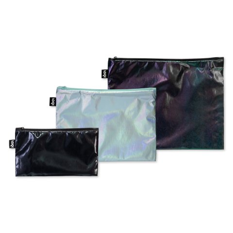 Loqi Borsa con cerniera Tasche con cerniera metallica 3 misure, nero/perla/prisma