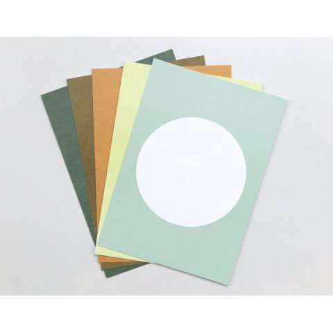 Perlenfischer postcard set, circle DIN A6, 400 g/m², 5 pieces, forest