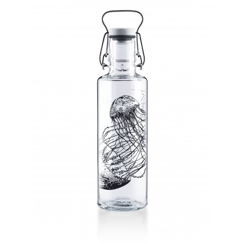 Soulbottle Trinkflasche mit Tragegriff, Glas 0,6 l, Bügelverschluss, Jellyfish
