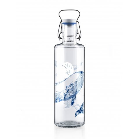 Soulbottle drinking bottle with carrier handle, glass 1 l, swing-top cap, Soul Diver